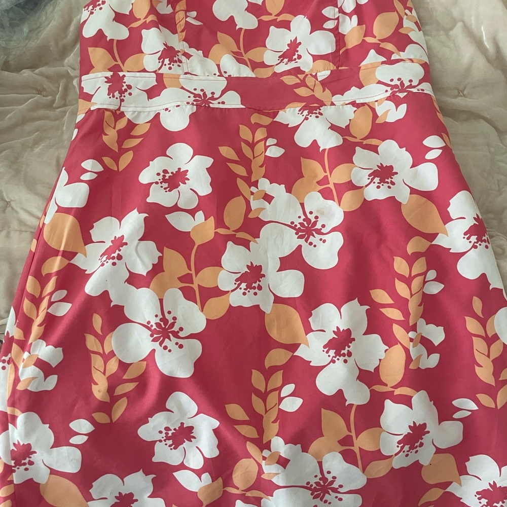 Floral Dress with Red and Orange Pattern